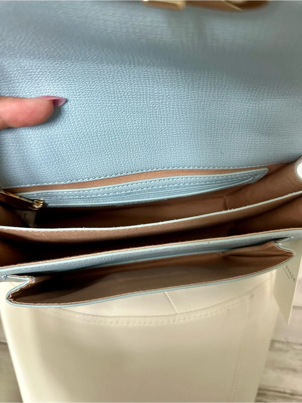 Ted Baker Light Blue Top-Handle Satchel with Gold Hardware